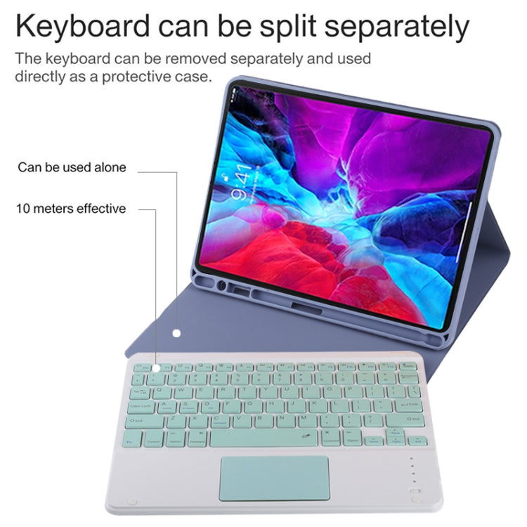 TG11BC Detachable Bluetooth Green Keyboard Microfiber Leather Tablet Case for iPad Pro 11 inch (2020), with Touchpad & Pen Slot & Holder