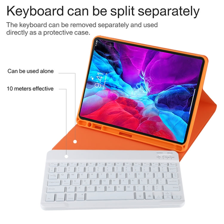 TG11BS Detachable Bluetooth White Keyboard Microfiber Leather Tablet Case for iPad Pro 11 inch (2020), with Backlight & Pen Slot & Holder, White Keyboard