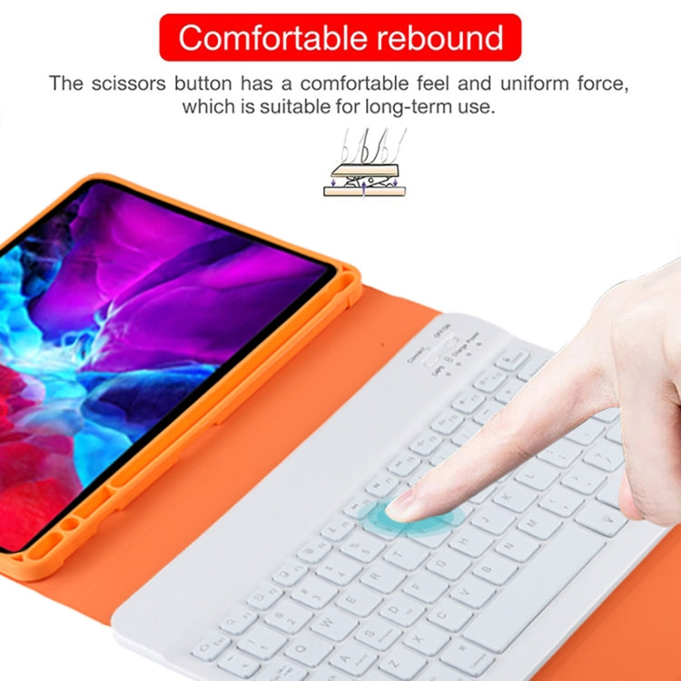 TG11BS Detachable Bluetooth White Keyboard Microfiber Leather Tablet Case for iPad Pro 11 inch (2020), with Backlight & Pen Slot & Holder, White Keyboard