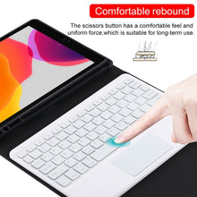 Load image into Gallery viewer, TG-102BCS Detachable Bluetooth White Keyboard + Microfiber Leather Tablet Case for iPad 10.2 inch / iPad Air (2019), with Touch Pad &amp; Backlight &amp; Pen Slot &amp; Holder, White Keyboard