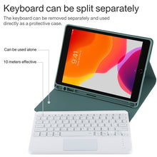 Load image into Gallery viewer, TG-102BCS Detachable Bluetooth White Keyboard + Microfiber Leather Tablet Case for iPad 10.2 inch / iPad Air (2019), with Touch Pad &amp; Backlight &amp; Pen Slot &amp; Holder