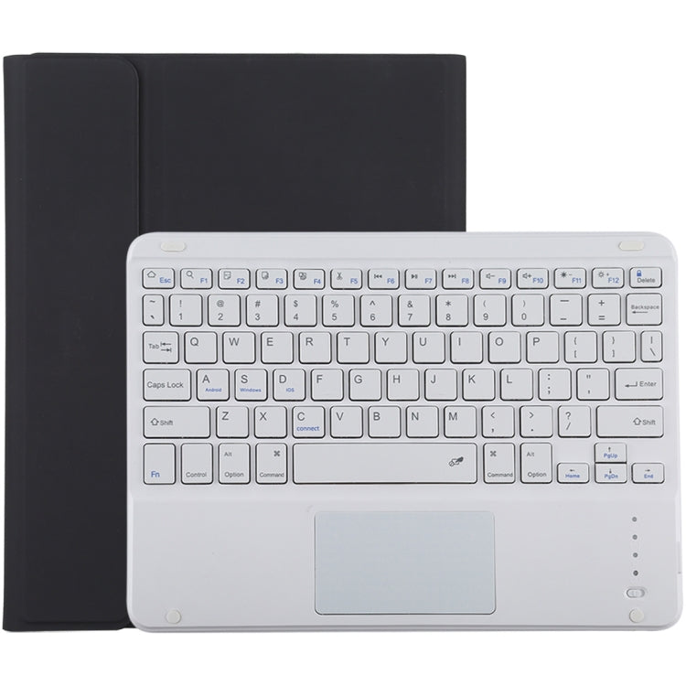 TG-102BC Detachable Bluetooth White Keyboard + Microfiber Leather Tablet Case for iPad 10.2 inch / iPad Air (2019), with Touch Pad & Pen Slot & Holder