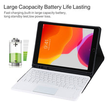 Load image into Gallery viewer, TG-102BC Detachable Bluetooth White Keyboard + Microfiber Leather Tablet Case for iPad 10.2 inch / iPad Air (2019), with Touch Pad &amp; Pen Slot &amp; Holder, White Keyboard