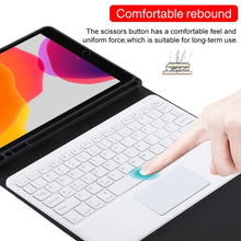 Load image into Gallery viewer, TG-102BC Detachable Bluetooth White Keyboard + Microfiber Leather Tablet Case for iPad 10.2 inch / iPad Air (2019), with Touch Pad &amp; Pen Slot &amp; Holder, White Keyboard
