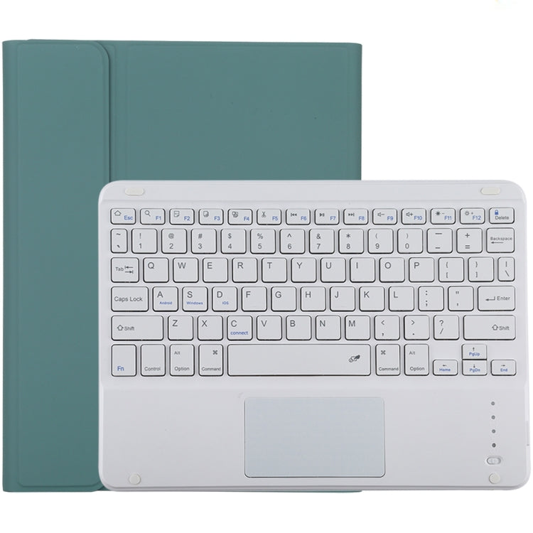 TG-102BC Detachable Bluetooth White Keyboard + Microfiber Leather Tablet Case for iPad 10.2 inch / iPad Air (2019), with Touch Pad & Pen Slot & Holder