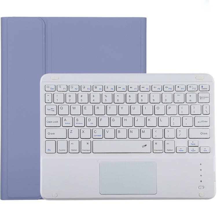TG-102BC Detachable Bluetooth White Keyboard + Microfiber Leather Tablet Case for iPad 10.2 inch / iPad Air (2019), with Touch Pad & Pen Slot & Holder