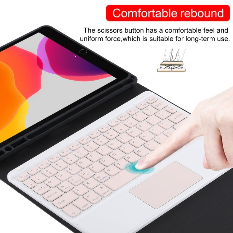 TG-102BC Detachable Bluetooth Pink Keyboard + Microfiber Leather Tablet Case for iPad 10.2 inch / iPad Air (2019), with Touch Pad & Pen Slot & Holder