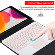Load image into Gallery viewer, TG-102BC Detachable Bluetooth Pink Keyboard + Microfiber Leather Tablet Case for iPad 10.2 inch / iPad Air (2019), with Touch Pad &amp; Pen Slot &amp; Holder