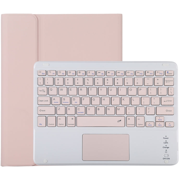 TG-102BC Detachable Bluetooth Pink Keyboard + Microfiber Leather Tablet Case for iPad 10.2 inch / iPad Air (2019), with Touch Pad & Pen Slot & Holder