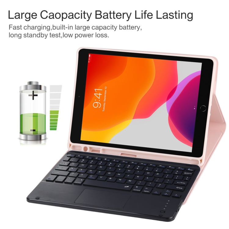TG-102BC Detachable Bluetooth Black Keyboard + Microfiber Leather Tablet Case for iPad 10.2 inch / iPad Air (2019), with Touch Pad & Pen Slot & Holder, TG-102BC