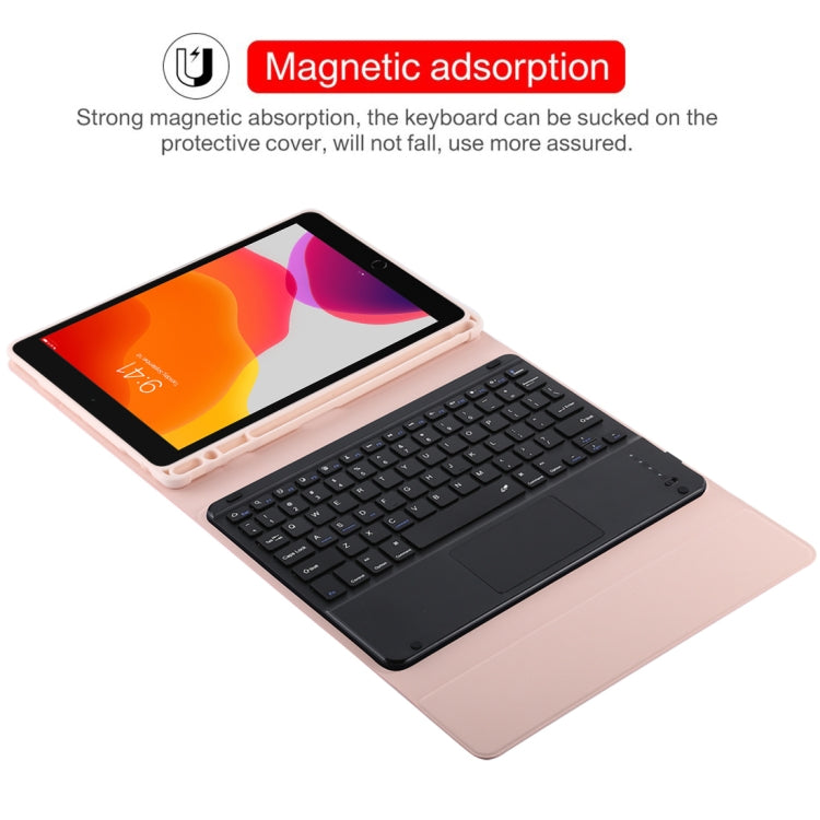 TG-102BC Detachable Bluetooth Black Keyboard + Microfiber Leather Tablet Case for iPad 10.2 inch / iPad Air (2019), with Touch Pad & Pen Slot & Holder, TG-102BC