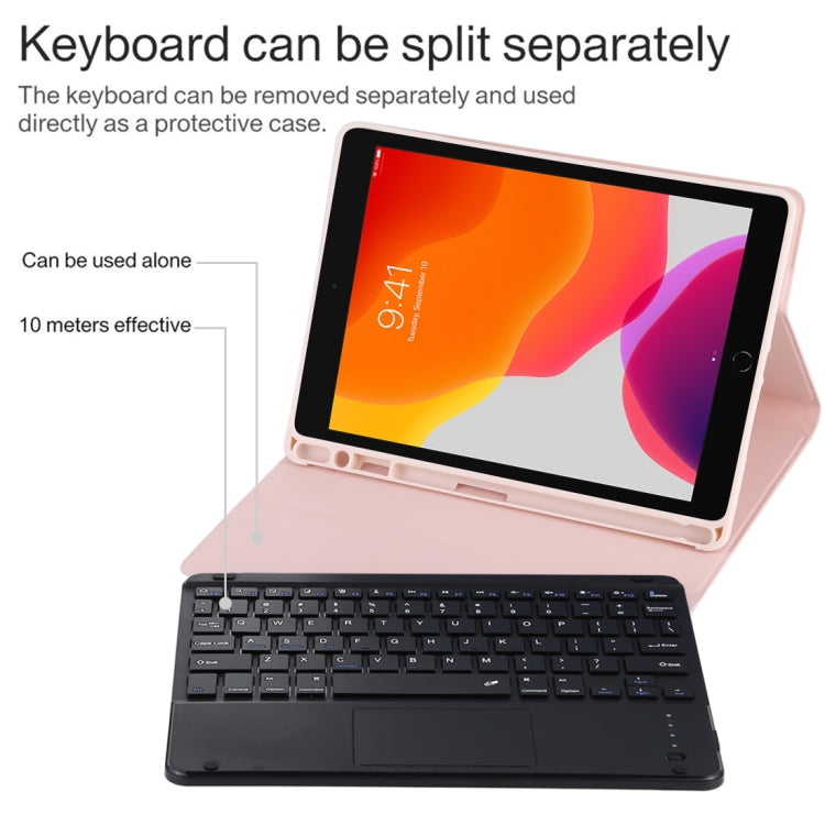 TG-102BC Detachable Bluetooth Black Keyboard + Microfiber Leather Tablet Case for iPad 10.2 inch / iPad Air (2019), with Touch Pad & Pen Slot & Holder, TG-102BC