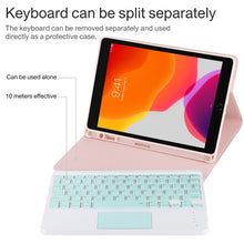 Load image into Gallery viewer, TG-102BC Detachable Bluetooth Green Keyboard + Microfiber Leather Tablet Case for iPad 10.2 inch / iPad Air (2019), with Touch Pad &amp; Pen Slot &amp; Holder, Green Keyboard