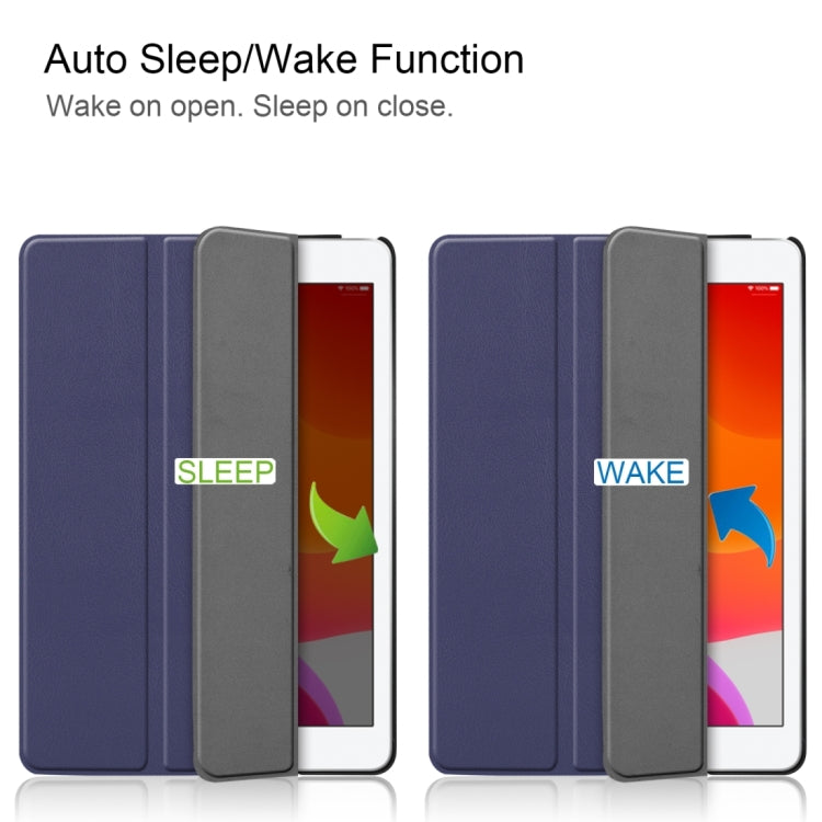For iPad 10.2 Custer Texture Horizontal Flip Smart PU Leather Case with Sleep / Wake-up Function & Three-folding Holder, For iPad 10.2