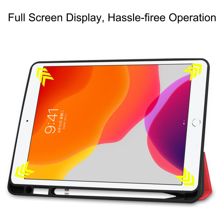 For iPad 10.2 2021 / 2020 / 2019 Custer Texture Horizontal Flip Smart TPU Leather Case with Sleep / Wake-up Function & Three-folding Holder & Pen Slot