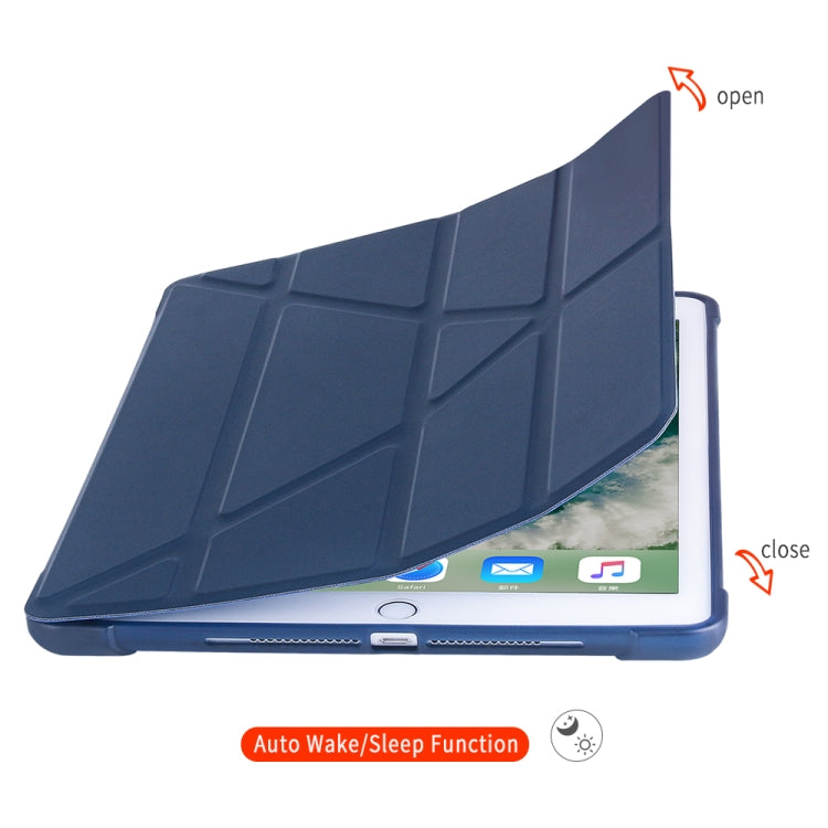 Multi-folding Shockproof TPU Protective Case for iPad 9.7 (2018) / 9.7 (2017) / air / air2, with Holder & Pen Slot