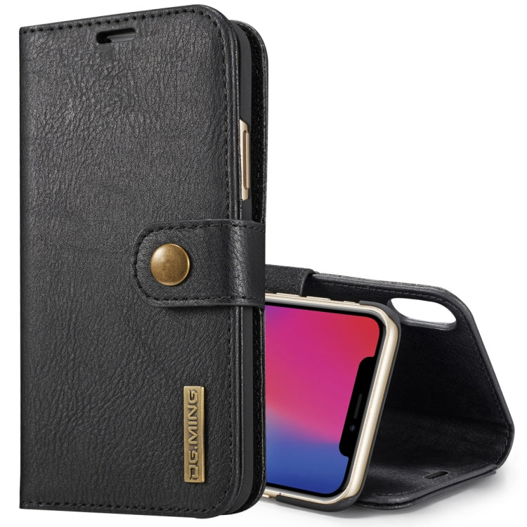 For iPhone X / XS DG.MING  Crazy Horse Texture Horizontal Flip Detachable Magnetic Protective Case with Holder & Card Slots & Wallet