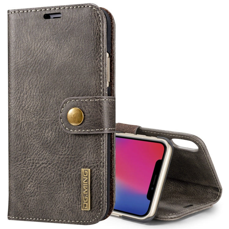 For iPhone X / XS DG.MING  Crazy Horse Texture Horizontal Flip Detachable Magnetic Protective Case with Holder & Card Slots & Wallet