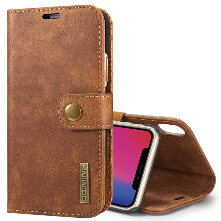 For iPhone X / XS DG.MING  Crazy Horse Texture Horizontal Flip Detachable Magnetic Protective Case with Holder & Card Slots & Wallet