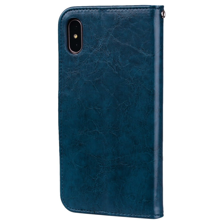 For iPhone X / XS Business Style Oil Wax Texture Horizontal Flip Leather Case with Holder & Card Slots & Wallet