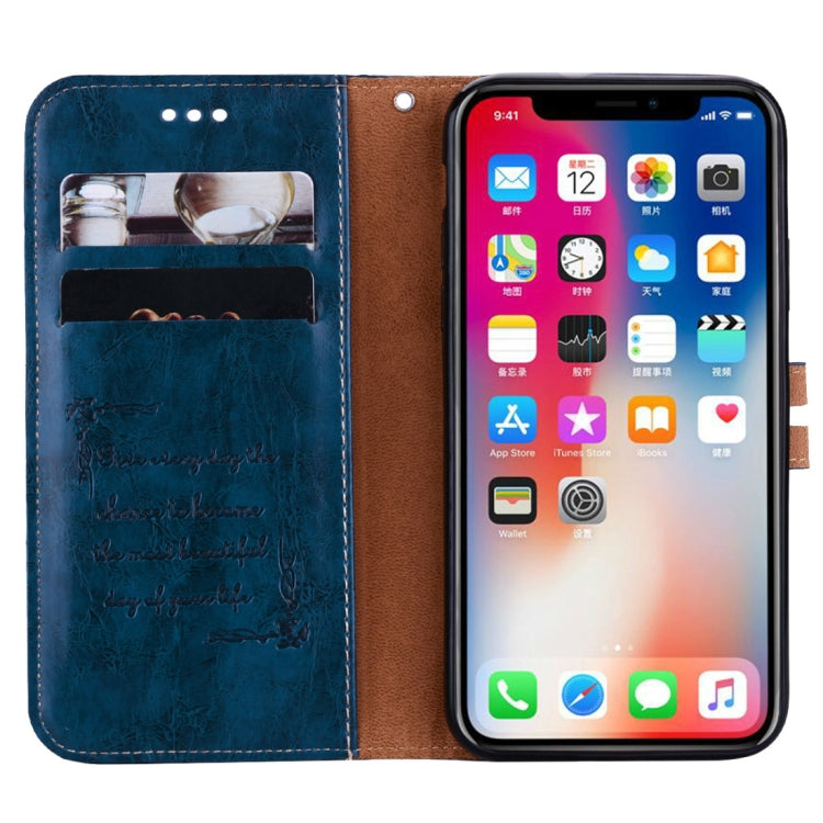 For iPhone X / XS Business Style Oil Wax Texture Horizontal Flip Leather Case with Holder & Card Slots & Wallet