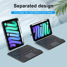 Load image into Gallery viewer, T06-AS For iPad mini6 / mini 7 Touch Backlight Split Type Bluetooth Keyboard Leather Case, T06-AS