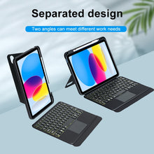 Load image into Gallery viewer, T10-AS For iPad 11 2025 / iPad 10th Gen 10.9 2022 Touch Backlight Split Type Bluetooth Keyboard Leather Case, T10-A