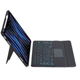 T129-AS For iPad Air 13 2025 / Pro 12.9 2022 / 2021 / 2020 / 2018 Touch Backlight Split Type Bluetooth Keyboard Leather Case