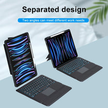 Load image into Gallery viewer, T129-AS For iPad Air 13 2025 / Pro 12.9 2022 / 2021 / 2020 / 2018 Touch Backlight Split Type Bluetooth Keyboard Leather Case, T129-AS