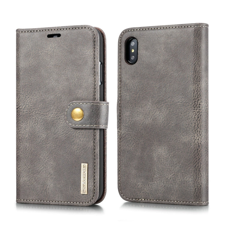 For iPhone XS Max DG.MING Crazy Horse Texture Flip Detachable Magnetic Leather Case with Holder & Card Slots & Wallet