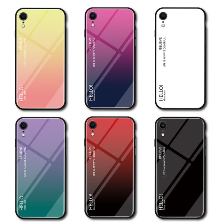 For iPhone XR Gradient Color Glass Case