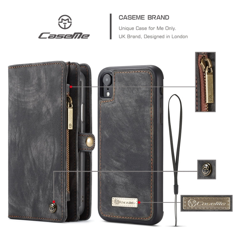 For iPhone XR CaseMe Detachable Multifunctional Horizontal Flip Leather Case with Card Slot & Holder & Zipper Wallet & Photo Frame