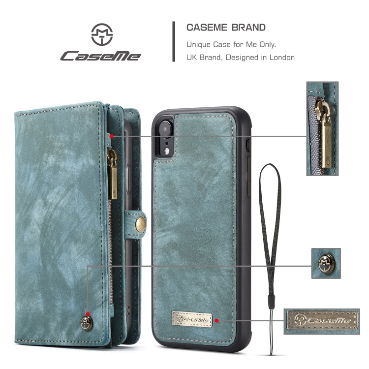 For iPhone XR CaseMe Detachable Multifunctional Horizontal Flip Leather Case with Card Slot & Holder & Zipper Wallet & Photo Frame, For iPhone XR, For iPhone  XR