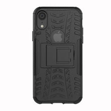 Load image into Gallery viewer, For iPhone XR Tire Texture TPU+PC Shockproof Case with Holder, For iPhone XR, For XR