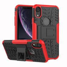 Load image into Gallery viewer, For iPhone XR Tire Texture TPU+PC Shockproof Case with Holder, For iPhone XR, For XR