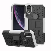 Load image into Gallery viewer, For iPhone XR Tire Texture TPU+PC Shockproof Case with Holder, For iPhone XR, For XR
