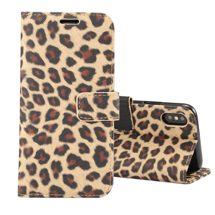 For iPhone XS Leopard Pattern Horizontal Flip Leather Case with Holder & Card Slots