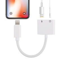 Load image into Gallery viewer, GL011 2 in 1 8 Pin Female + 3.5mm Female to 8 Pin Male Audio Charging Adapter