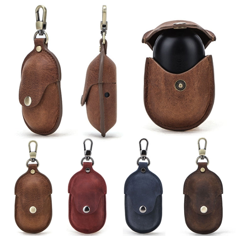 CF1109 For Galaxy Buds Crazy Horse Texture Clamshell Earphone Protective Leather Case with Hook