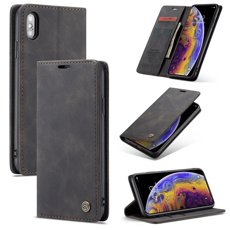 For iPhone X / XS CaseMe-013 Multifunctional Retro Frosted Horizontal Flip Leather Case with Card Slot & Holder & Wallet