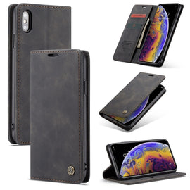 For iPhone X / XS CaseMe-013 Multifunctional Retro Frosted Horizontal Flip Leather Case with Card Slot & Holder & Wallet
