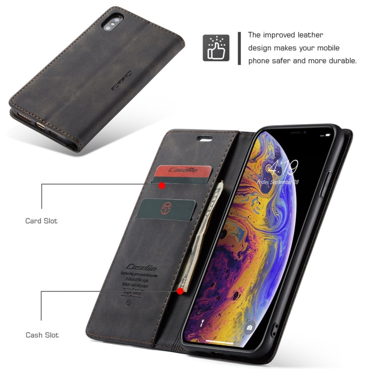 For iPhone X / XS CaseMe-013 Multifunctional Retro Frosted Horizontal Flip Leather Case with Card Slot & Holder & Wallet