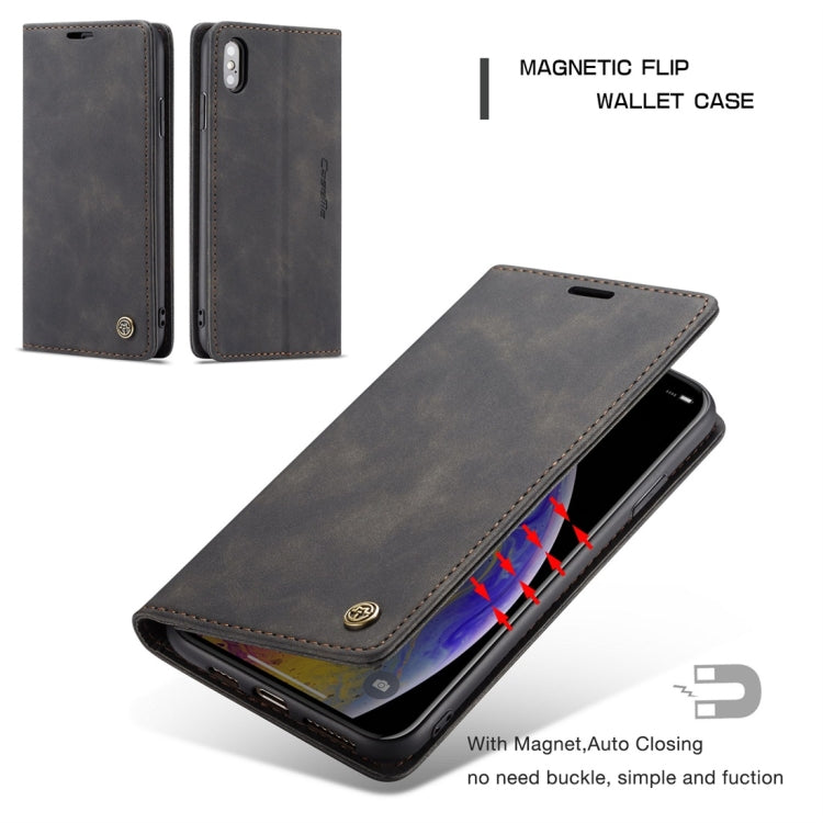 For iPhone X / XS CaseMe-013 Multifunctional Retro Frosted Horizontal Flip Leather Case with Card Slot & Holder & Wallet