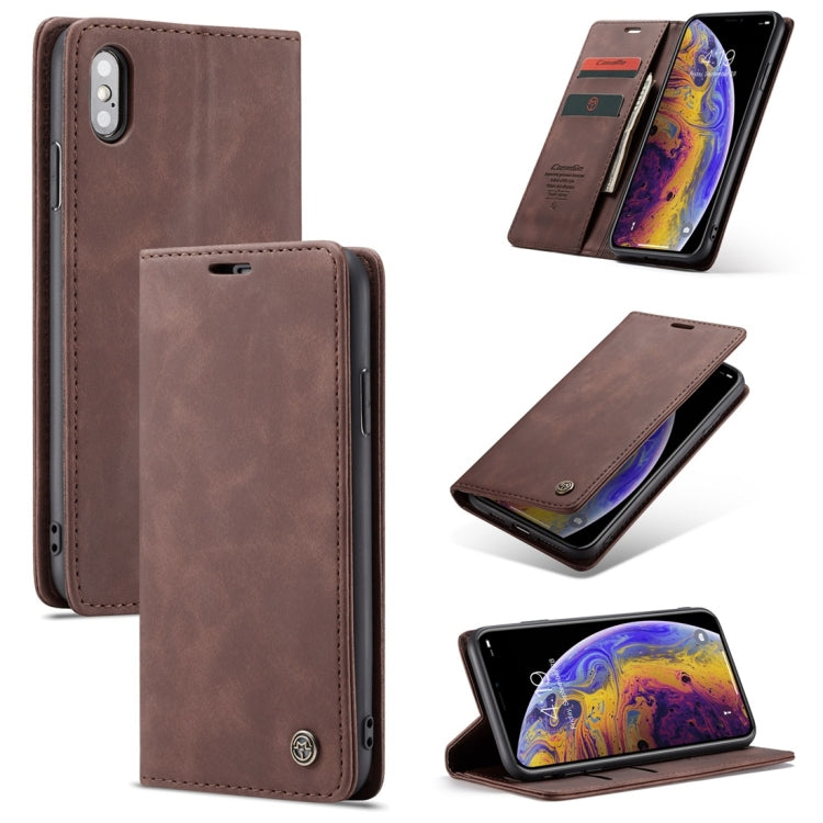 For iPhone X / XS CaseMe-013 Multifunctional Retro Frosted Horizontal Flip Leather Case with Card Slot & Holder & Wallet