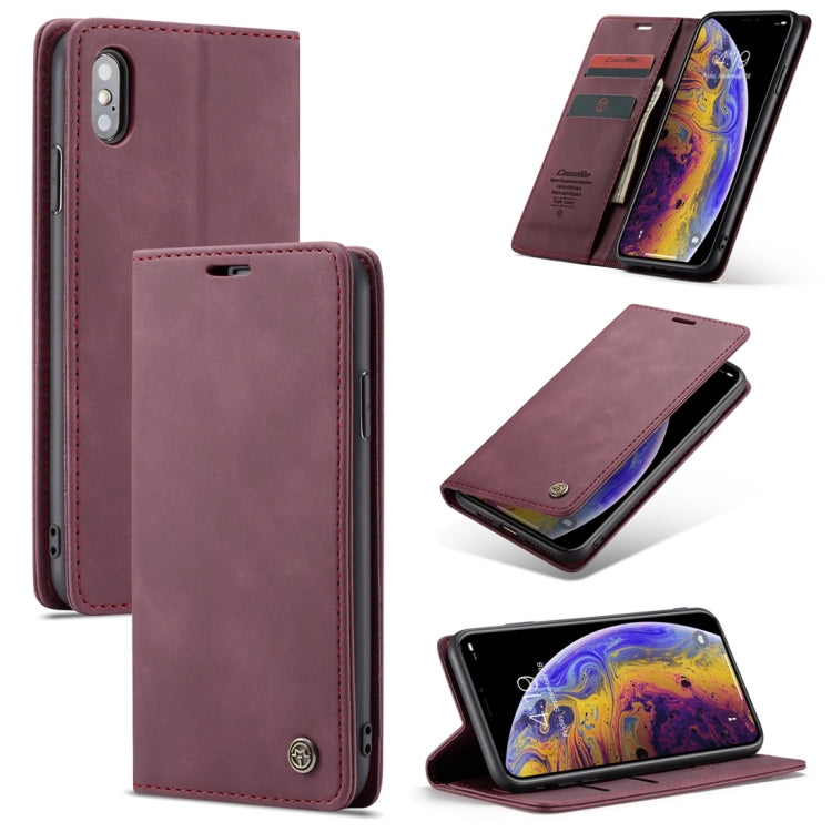For iPhone X / XS CaseMe-013 Multifunctional Retro Frosted Horizontal Flip Leather Case with Card Slot & Holder & Wallet