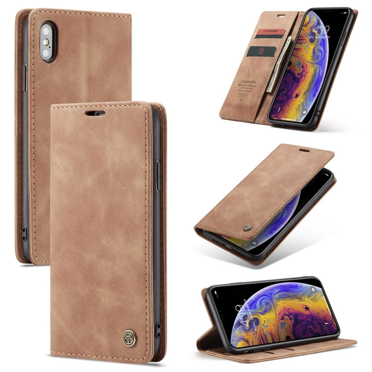 For iPhone X / XS CaseMe-013 Multifunctional Retro Frosted Horizontal Flip Leather Case with Card Slot & Holder & Wallet