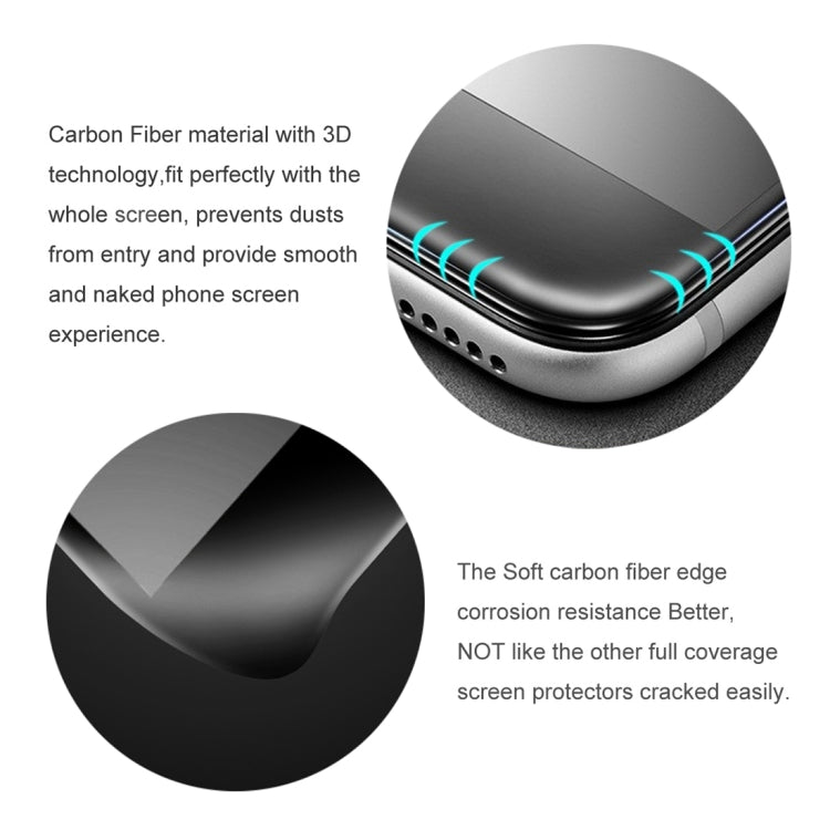 For iPhone X & XS 50pcs Full Screen Carbon Fiber Soft Edges Tempered Glass Film