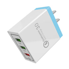 Load image into Gallery viewer, AR-QC-03 2.1A 3 USB Ports Quick Charger Travel Charger, US Plug, AR-QC-03 US, AR-QC-03 US Plug Blue