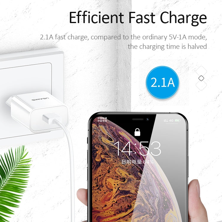 USAMS US-CC075 T18 2.1A Single USB Travel Charger, EU Plug