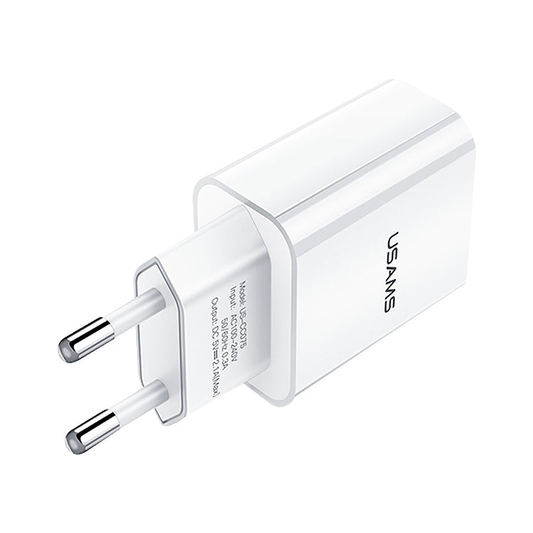 USAMS US-CC075 T18 2.1A Single USB Travel Charger, EU Plug